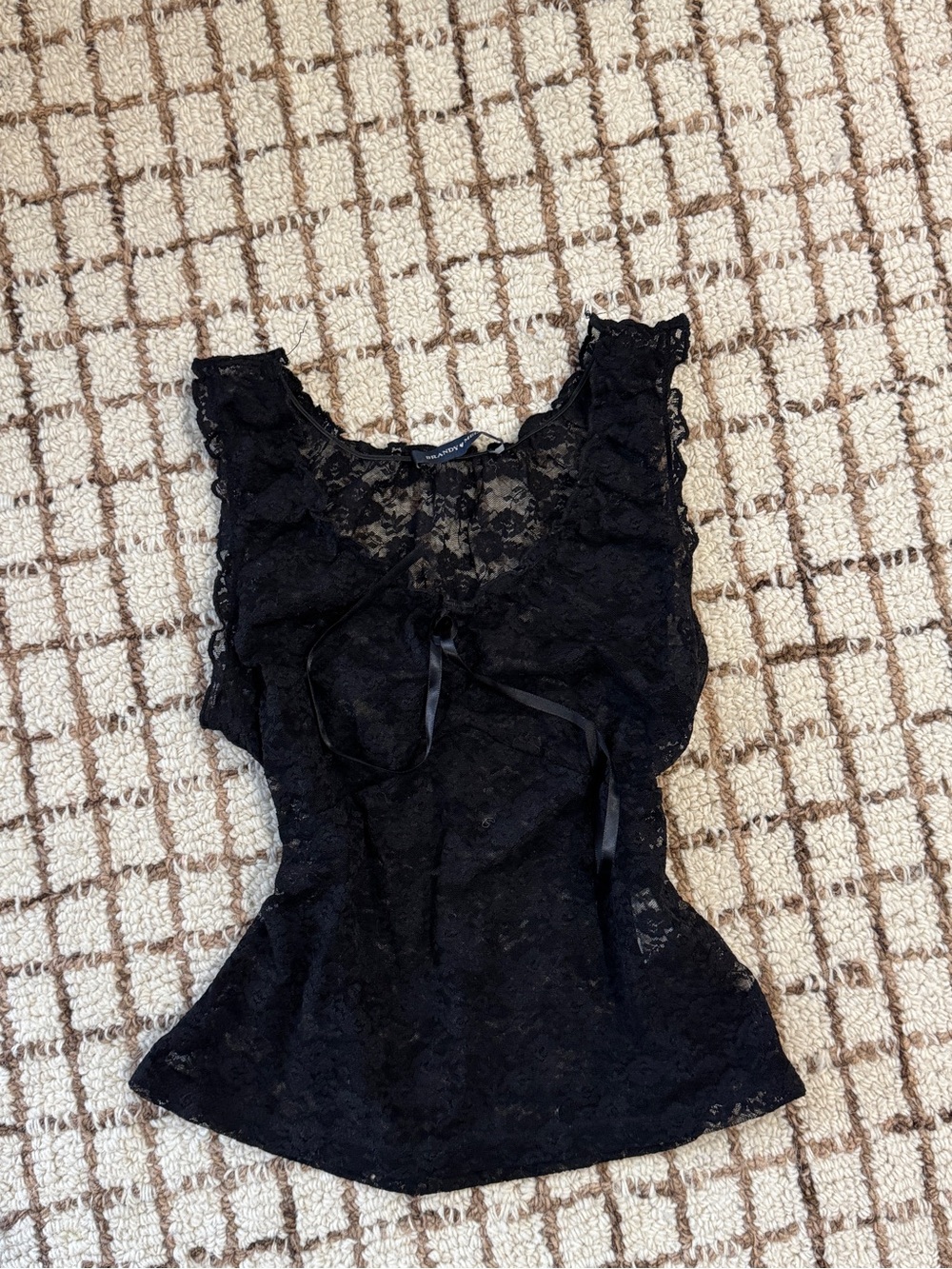 Brandy Melville Black Lace Ruffle Camisole - Picture 2 of 5